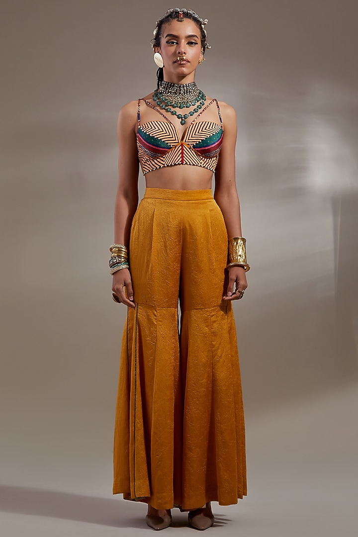 Jamuni Colored Sheer Silk Embroidered Jacket Set by ASEEM KAPOOR at Pernia's Pop Up Shop
