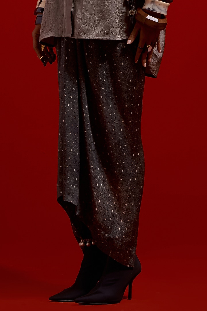 Ash Grey Tussar Silk & Slub Satin Printed Co-Ord Set by ASEEM KAPOOR at Pernia's Pop Up Shop