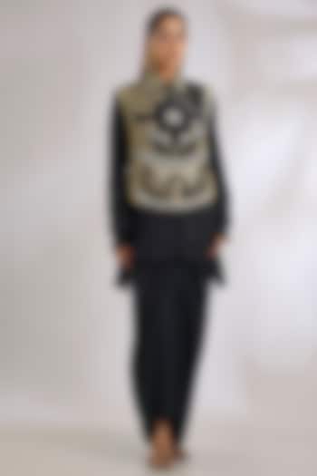 Black Cotton Silk Skirt Set by ASEEM KAPOOR at Pernia's Pop Up Shop