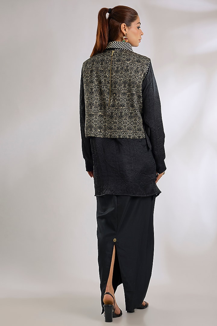 Black Cotton Silk Skirt Set by ASEEM KAPOOR at Pernia's Pop Up Shop