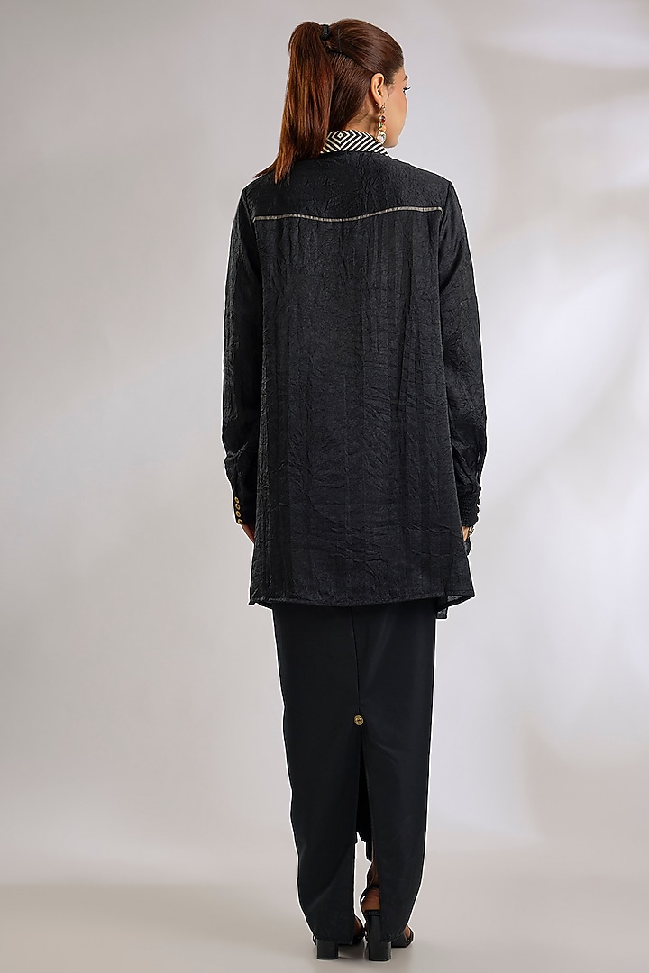 Black Cotton Silk Skirt Set by ASEEM KAPOOR at Pernia's Pop Up Shop