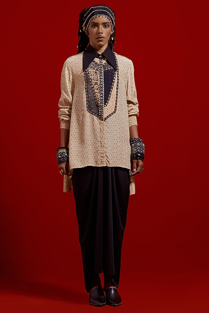 Surmai Colored Slub Satin Skirt Set by ASEEM KAPOOR at Pernia's Pop Up Shop