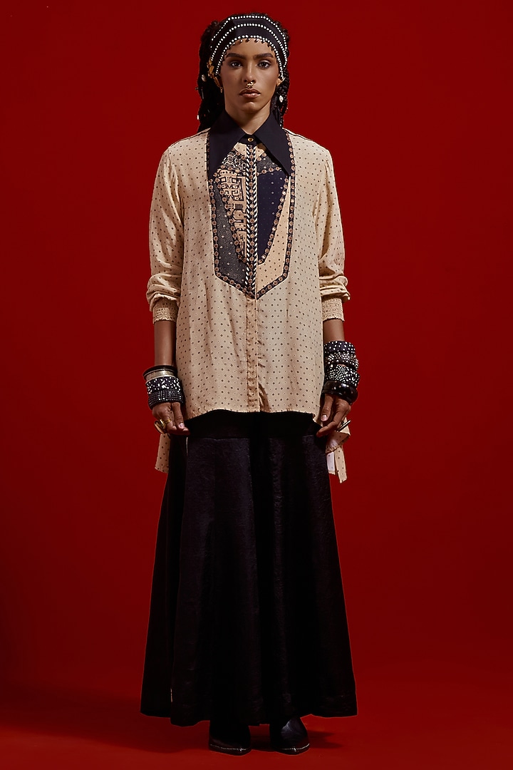 Surmai Colored Tussar Silk Wedding Sharara Set by ASEEM KAPOOR at Pernia's Pop Up Shop