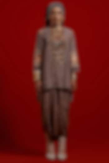 Ash Grey Italian Crepe Printed Kurta Set by ASEEM KAPOOR at Pernia's Pop Up Shop