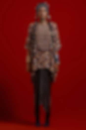 Ash Grey Italian Crepe Printed Kurta Set by ASEEM KAPOOR at Pernia's Pop Up Shop