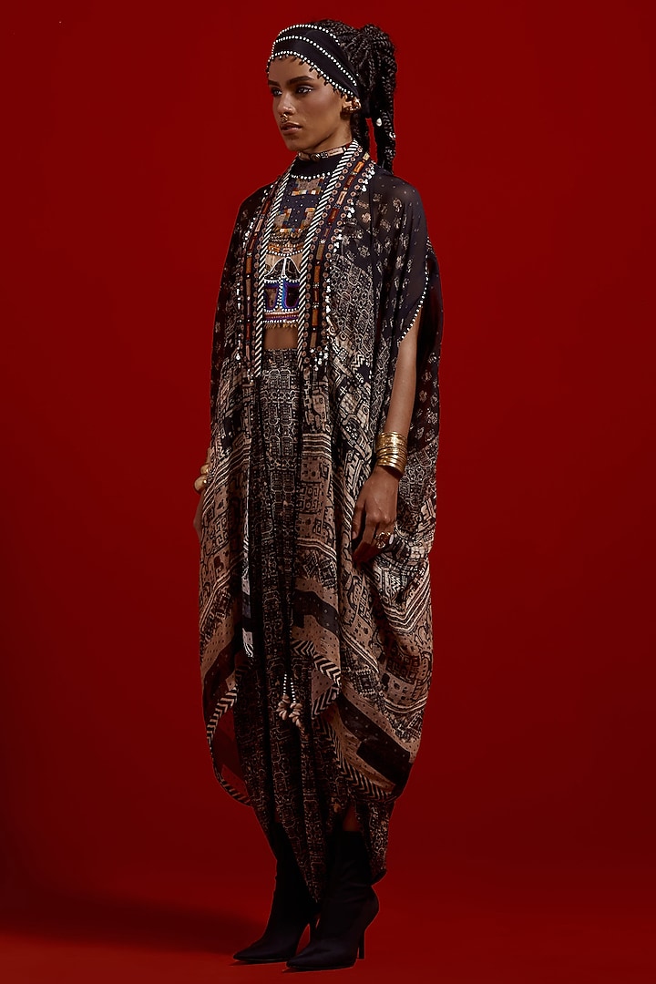 Multi-Colored Viscose Organza Printed Jacket Set by ASEEM KAPOOR at Pernia's Pop Up Shop