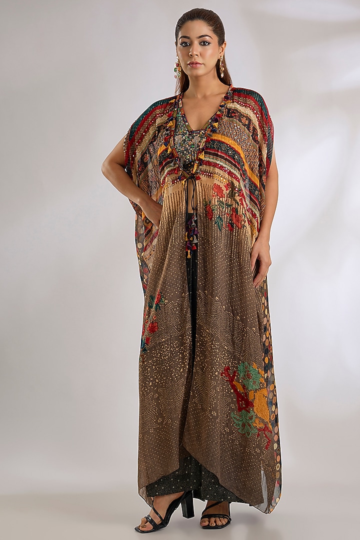 Multi-Colored Sheer Silk Jacket Set by ASEEM KAPOOR at Pernia's Pop Up Shop