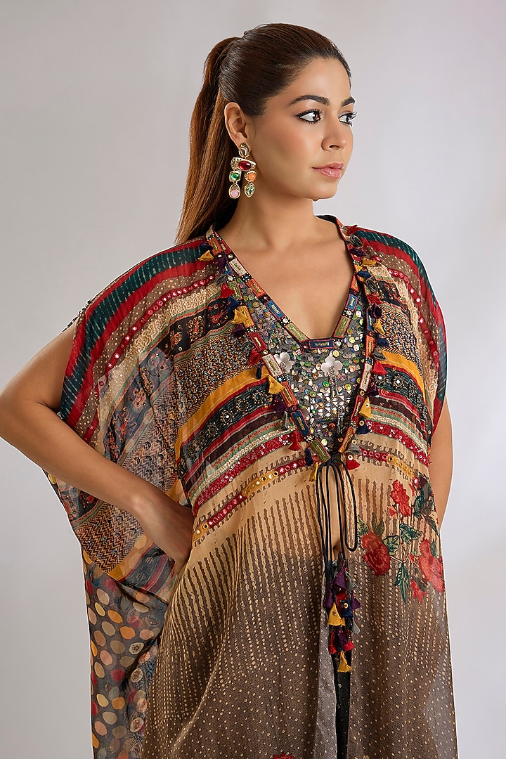 Multi-Colored Sheer Silk Jacket Set by ASEEM KAPOOR at Pernia's Pop Up Shop