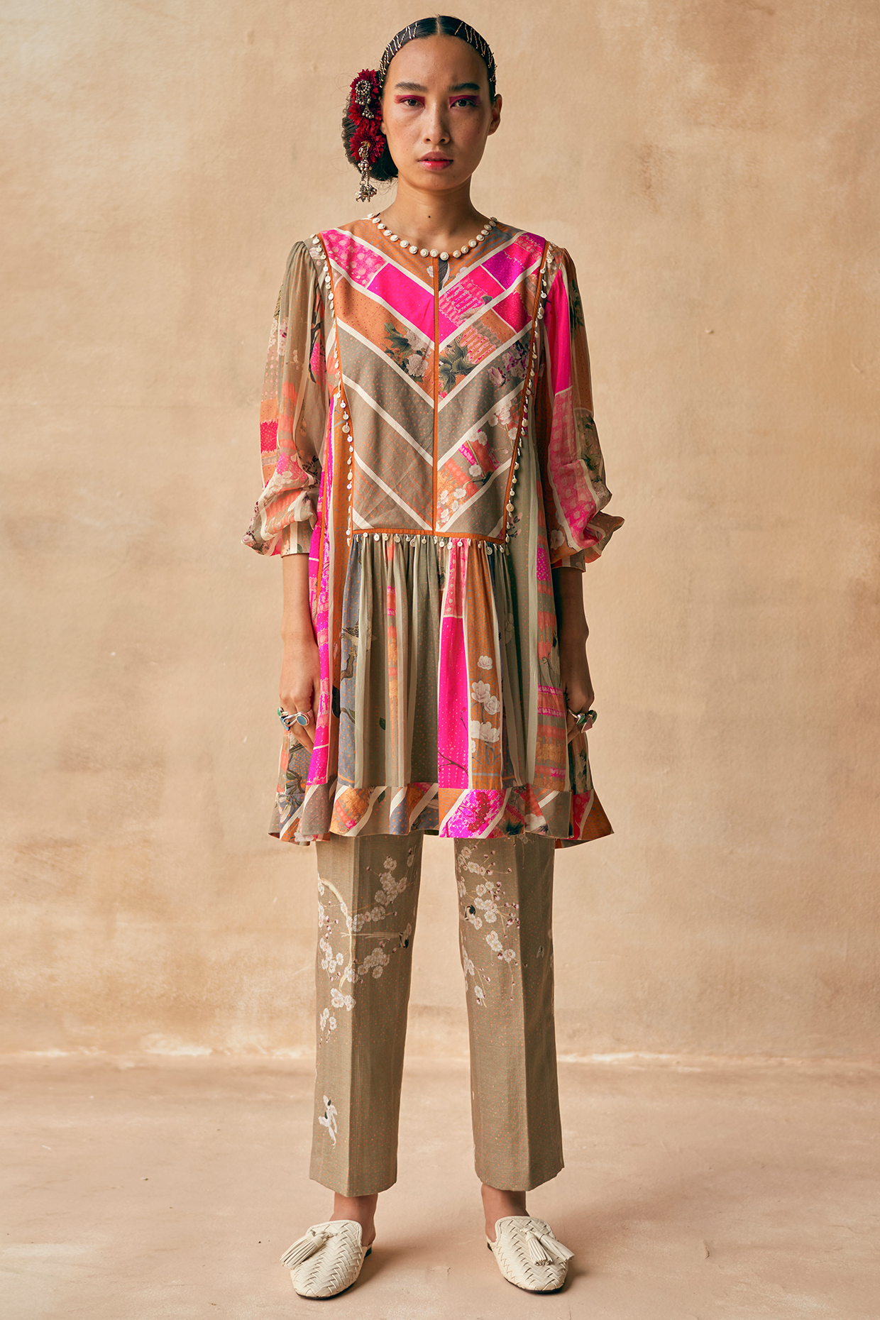 Multi Colored Stripes Tunic Set by ASEEM KAPOOR at Pernia's Pop Up Shop