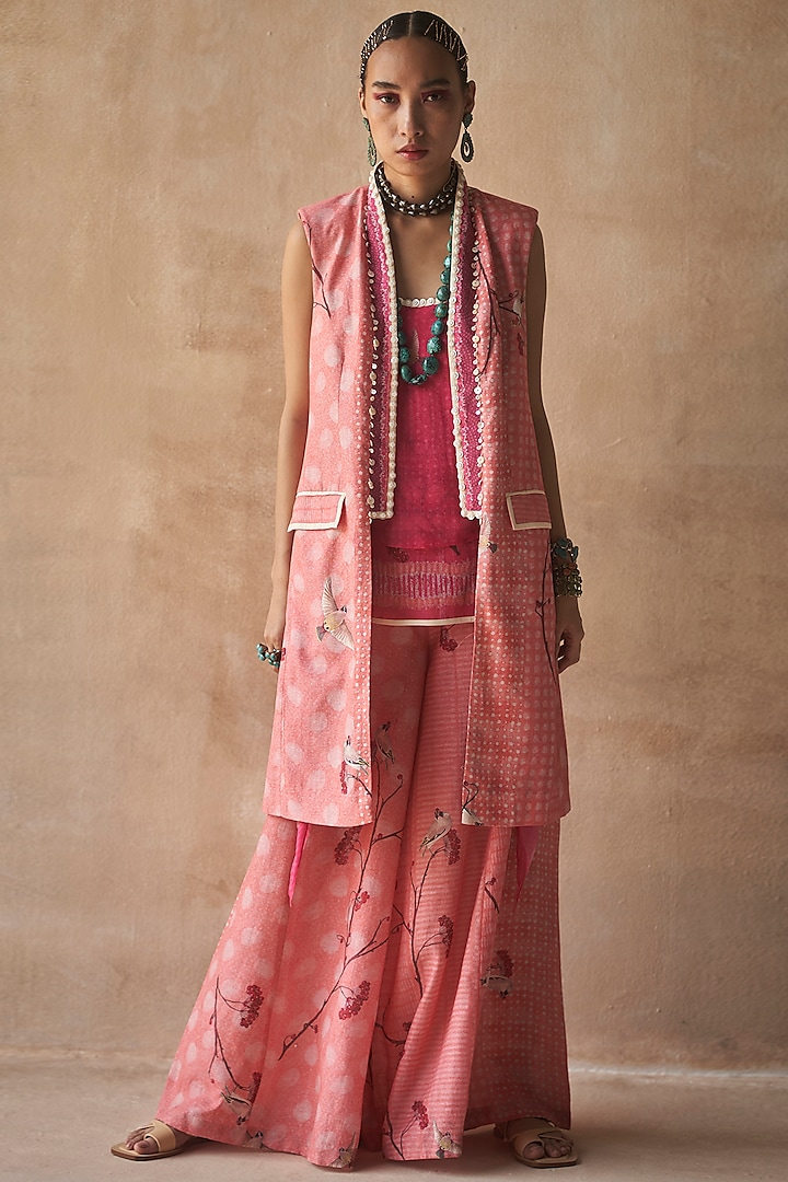 Gulabi Colored Floral Printed Jacket by ASEEM KAPOOR