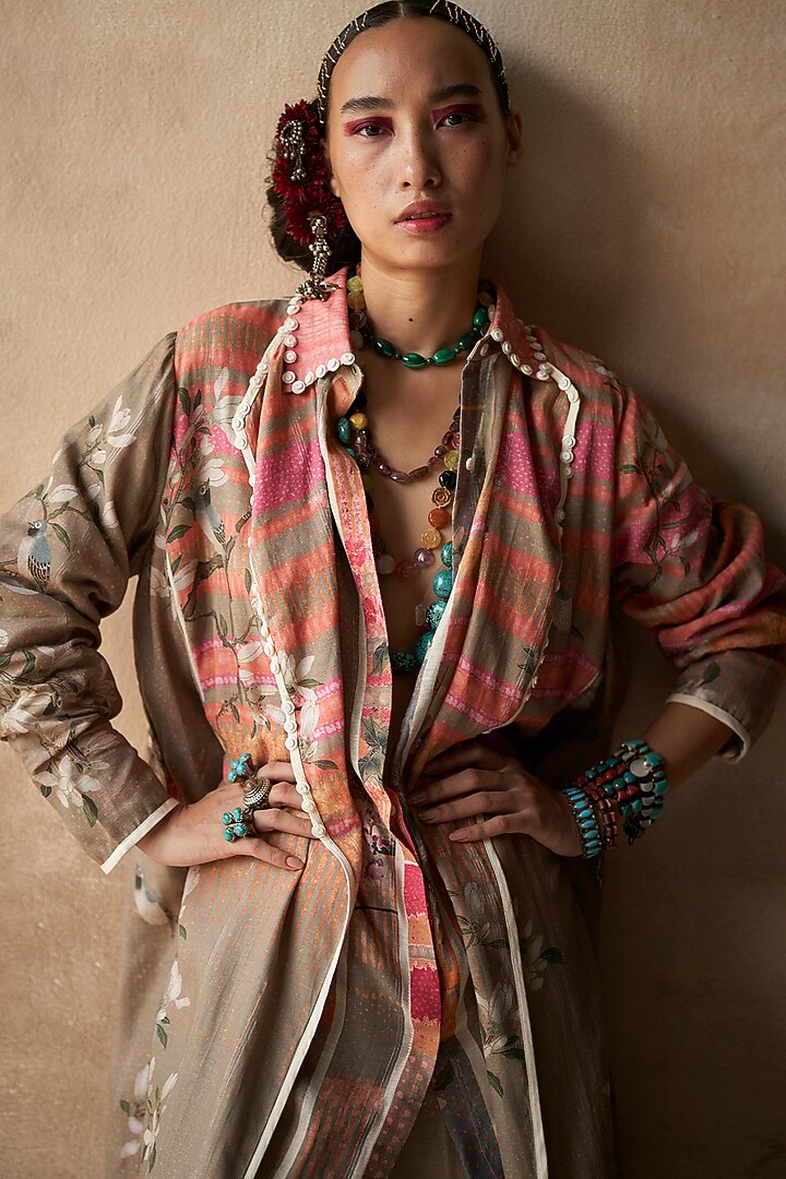 Bhura Colored Printed Trench Coat by ASEEM KAPOOR at Pernia's Pop Up Shop
