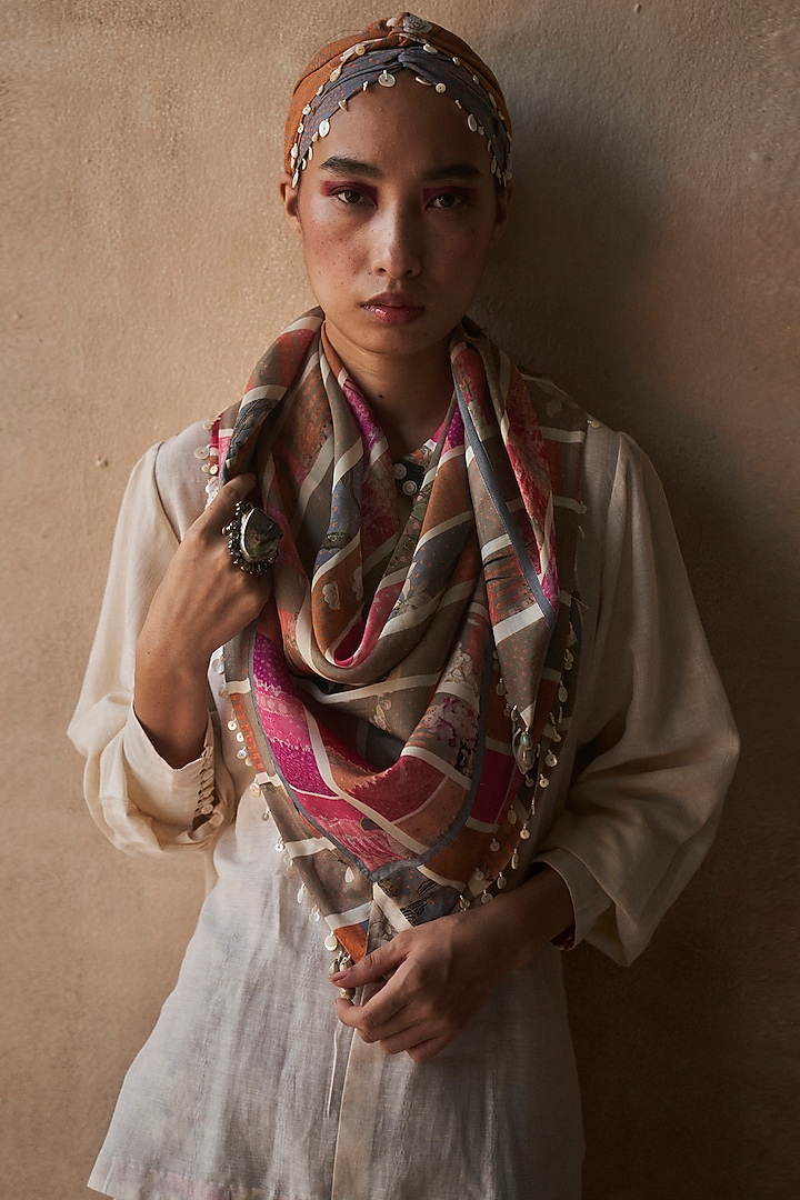 Multi Colored Stripes Scarf by ASEEM KAPOOR at Pernia's Pop Up Shop