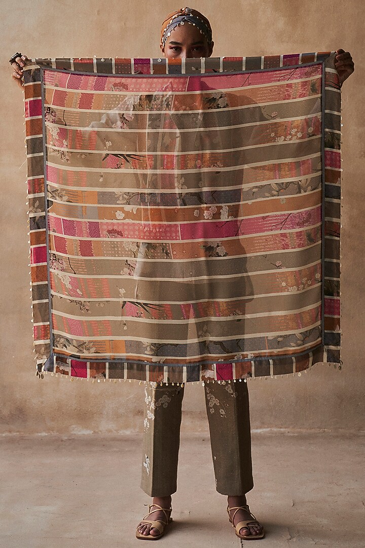 Multi Colored Stripes Scarf by ASEEM KAPOOR at Pernia's Pop Up Shop