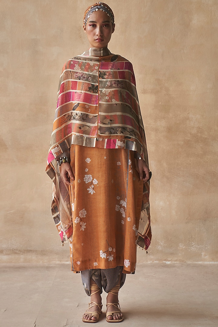 Multi Colored Striped Dupatta by ASEEM KAPOOR