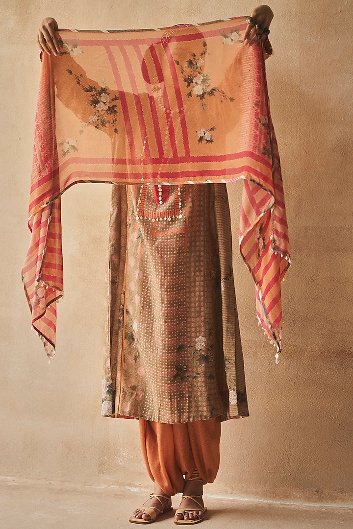Genda Colored Floral Printed Dupatta by ASEEM KAPOOR at Pernia's Pop Up Shop