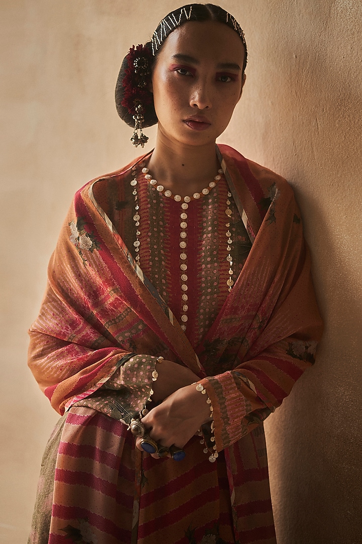 Genda Colored Floral Printed Dupatta by ASEEM KAPOOR at Pernia's Pop Up Shop