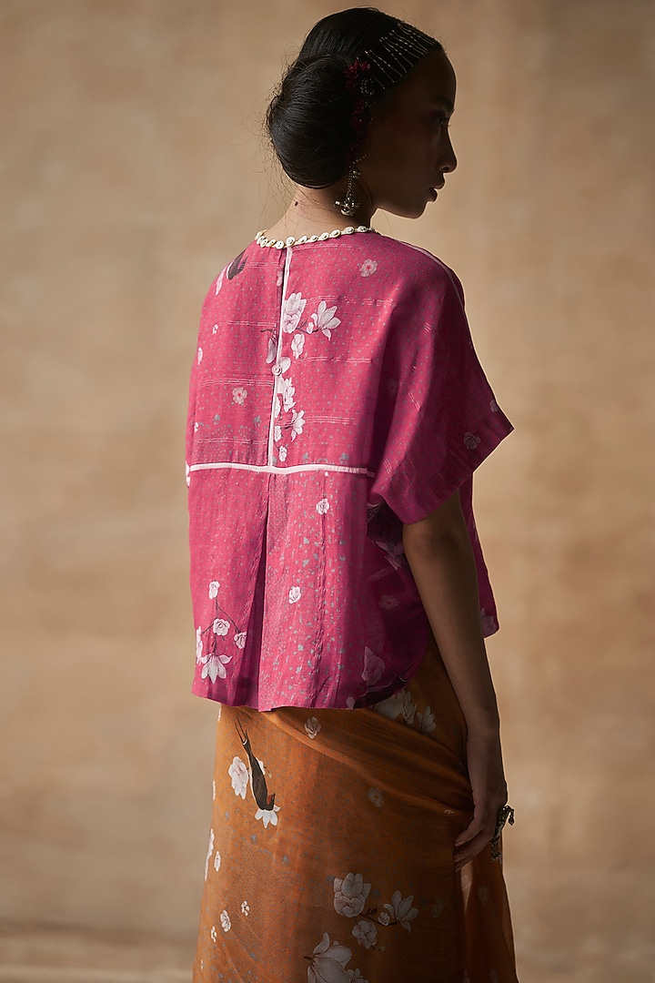 Gulabi Colored Floral Printed Blouse by ASEEM KAPOOR at Pernia's Pop Up Shop