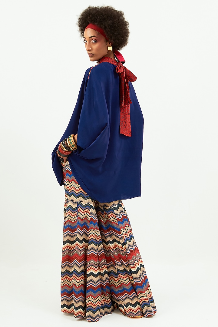 Multi-Colored Crepe Chevron Printed Wedding Sharara Set by Aseem kapoor at Pernia's Pop Up Shop
