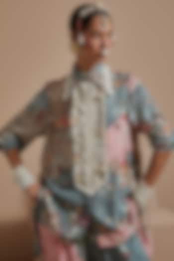 Multi-Colored Natural Crepe Embroidered Shirt by ASEEM KAPOOR at Pernia's Pop Up Shop
