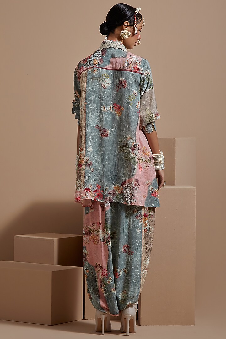 Multi-Colored Natural Crepe Embroidered Shirt by ASEEM KAPOOR at Pernia's Pop Up Shop