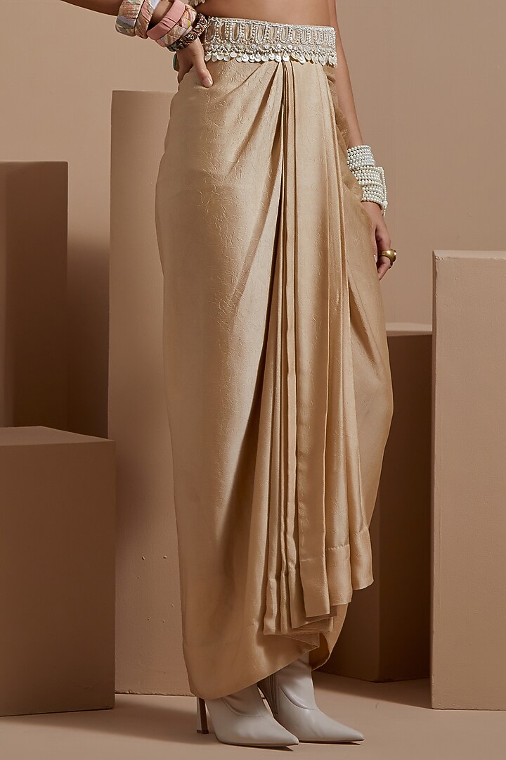 Ecru Sheer Silk Tribal Work Jacket Set by ASEEM KAPOOR at Pernia's Pop Up Shop
