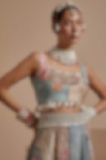 Multi-Colored Mushroom Twill Embroidered Blouse by ASEEM KAPOOR at Pernia's Pop Up Shop