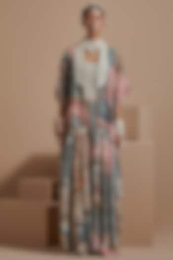 Multi-Colored Sheer Silk Resham Embroidered Jacket Set by ASEEM KAPOOR at Pernia's Pop Up Shop