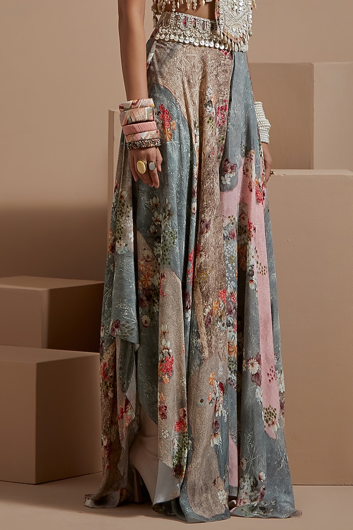 Multi-Colored Sheer Silk Resham Embroidered Jacket Set by ASEEM KAPOOR at Pernia's Pop Up Shop