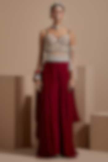 Shocking Pink Natural Crepe Skirt Set by ASEEM KAPOOR at Pernia's Pop Up Shop