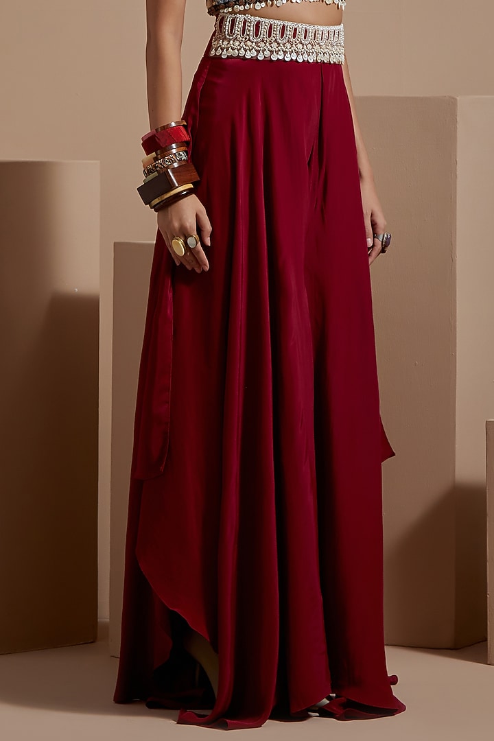 Shocking Pink Natural Crepe Skirt Set by ASEEM KAPOOR at Pernia's Pop Up Shop
