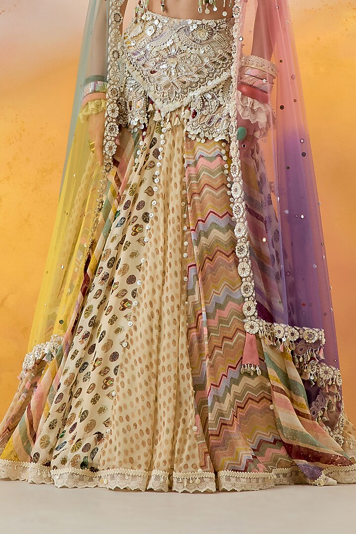 Mogra White Sheer Silk Skirt Set by ASEEM KAPOOR at Pernia's Pop Up Shop