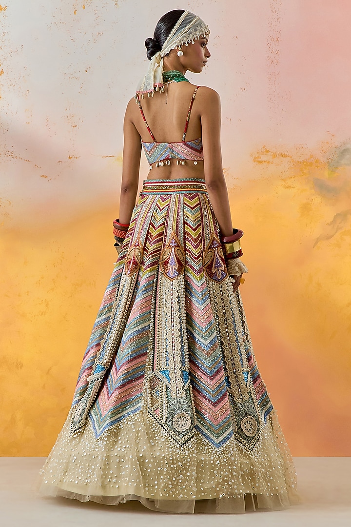 Multi-Colored Natural Crepe Printed & Embroidered Blouse by ASEEM KAPOOR at Pernia's Pop Up Shop