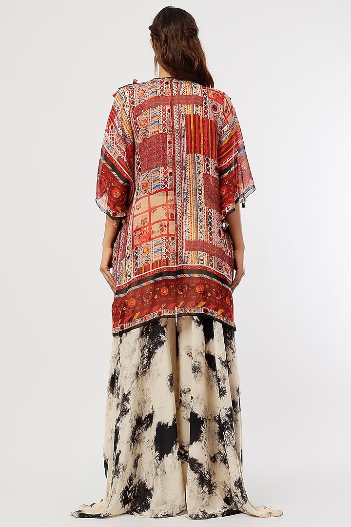 Red Printed Dupatta Jacket by Aseem kapoor at Pernia's Pop Up Shop