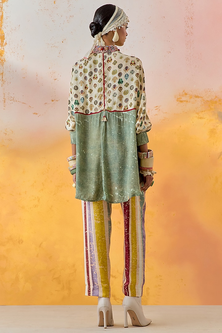Jade Natural Crepe Printed & Embroidered Shirt by ASEEM KAPOOR at Pernia's Pop Up Shop