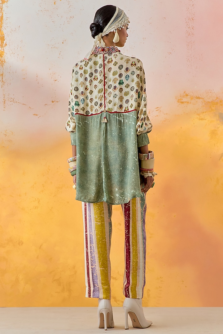 Jade Natural Crepe & Slub Satin Printed Co-Ord Set by ASEEM KAPOOR at Pernia's Pop Up Shop