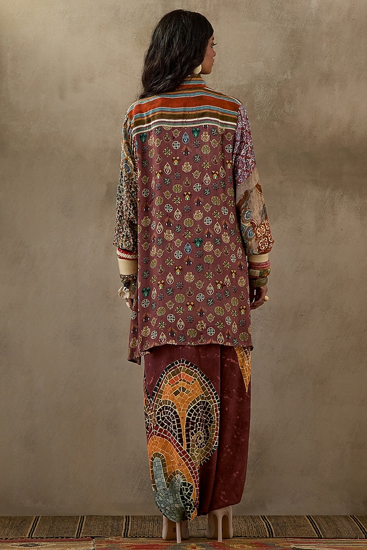 Shell Pink Natural Crepe Printed Shirt by ASEEM KAPOOR at Pernia's Pop Up Shop