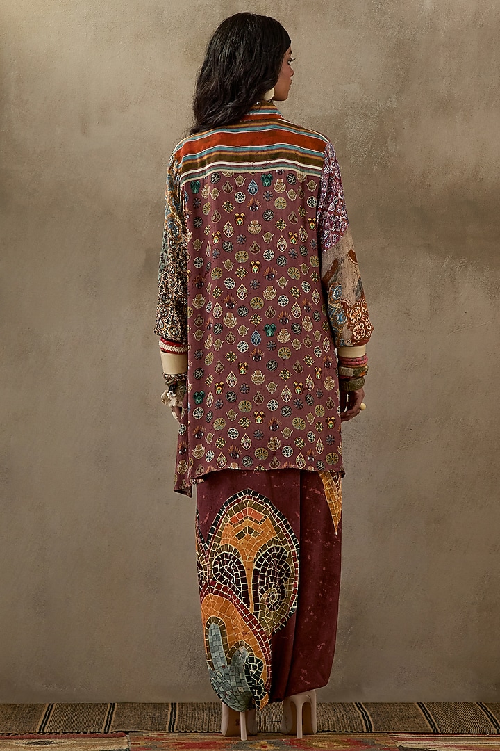 Shell Pink Natural Crepe Printed Draped Co-Ord Set by ASEEM KAPOOR at Pernia's Pop Up Shop