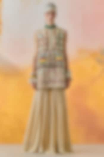 Ivory Natural Crepe Sharara Set by ASEEM KAPOOR at Pernia's Pop Up Shop