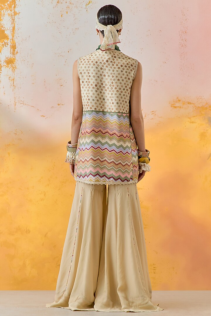 Ivory Natural Crepe Wedding Sharara Set by ASEEM KAPOOR at Pernia's Pop Up Shop