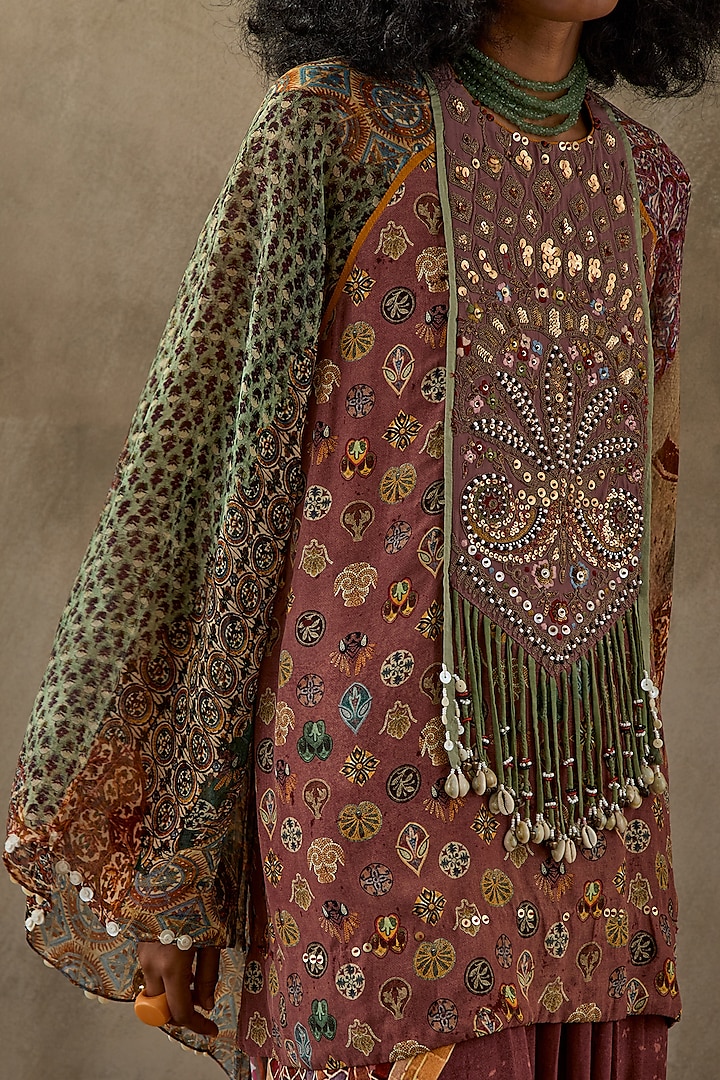 Multi-Colored Sheer Silk Printed Kurta Set by ASEEM KAPOOR at Pernia's Pop Up Shop