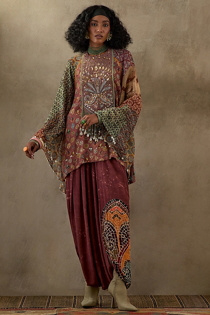 Multi-Colored Sheer Silk Printed Kurta Set by ASEEM KAPOOR at Pernia's Pop Up Shop