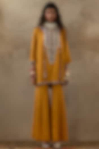 Yellow Crushed Silk Sharara Set by ASEEM KAPOOR at Pernia's Pop Up Shop