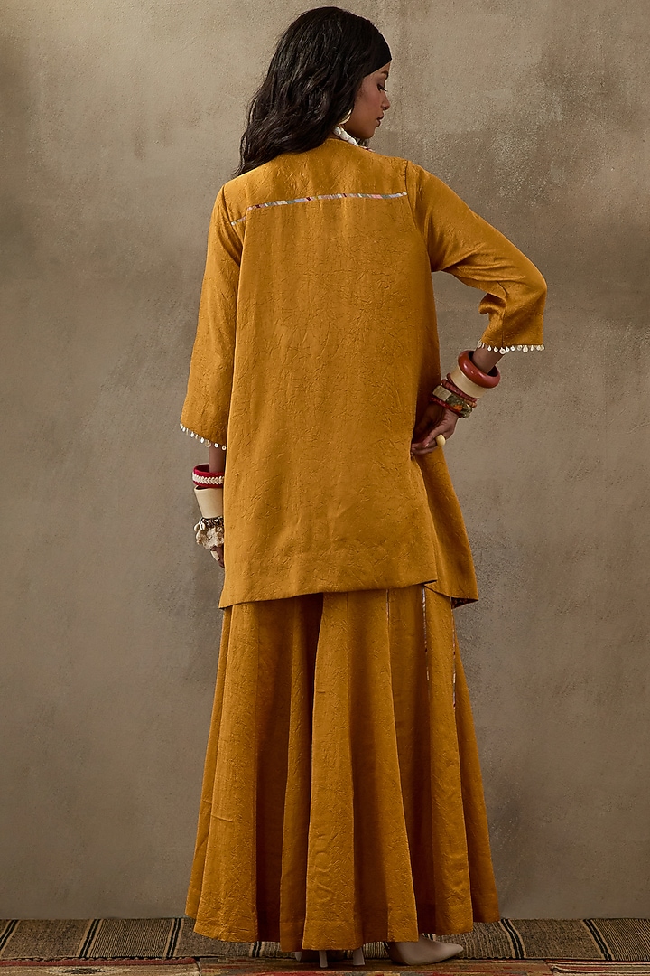 Yellow Crushed Silk Wedding Sharara Set by ASEEM KAPOOR at Pernia's Pop Up Shop