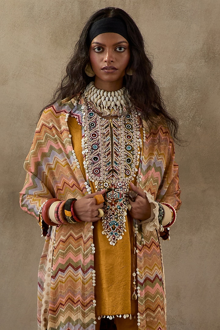 Yellow Crushed Silk Wedding Sharara Set by ASEEM KAPOOR at Pernia's Pop Up Shop