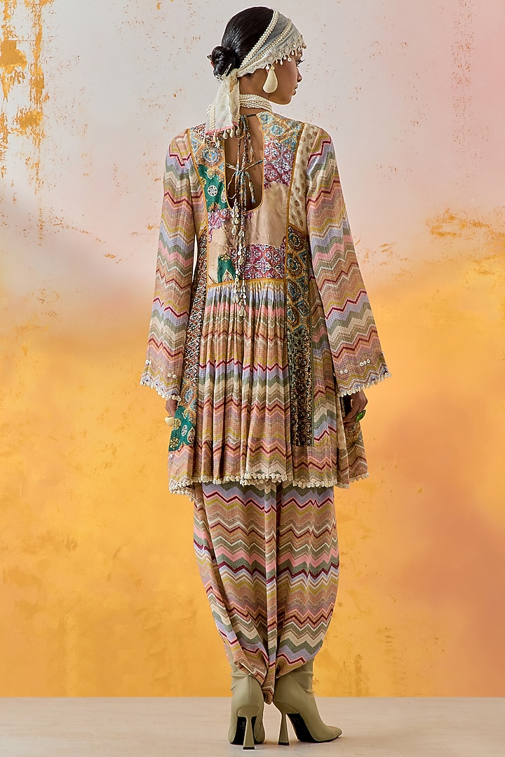 Multi-Colored Natural Crepe Printed & Embroidered Tunic Set by ASEEM KAPOOR at Pernia's Pop Up Shop
