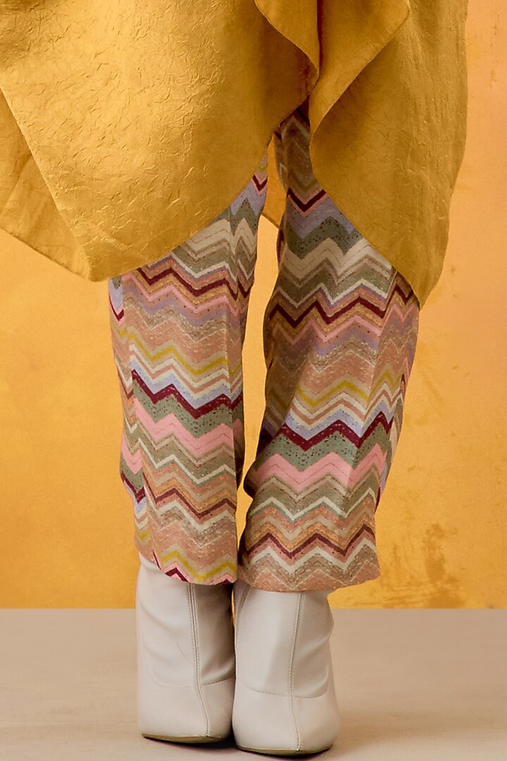 Yellow Crushed Silk Embroidered Tunic Set by ASEEM KAPOOR at Pernia's Pop Up Shop