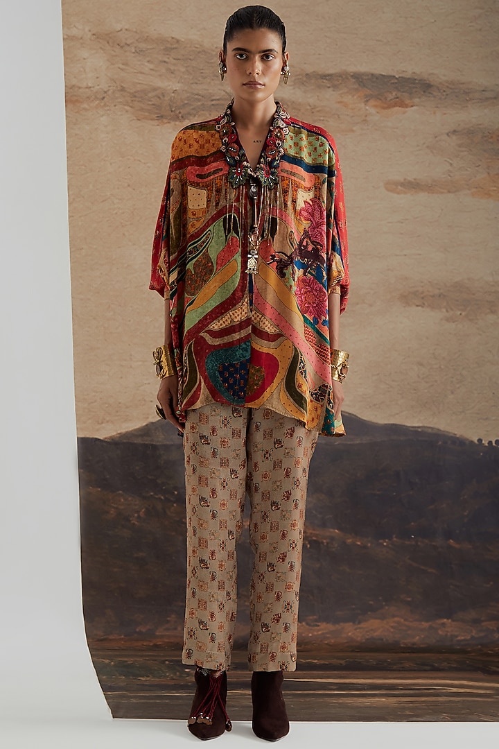 Multi-Colored Natural Crepe Printed Shirt by ASEEM KAPOOR at Pernia's Pop Up Shop