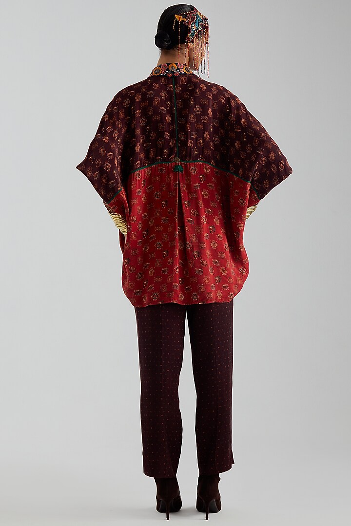 Sindoor Red Natural Crepe Printed Shirt by ASEEM KAPOOR at Pernia's Pop Up Shop