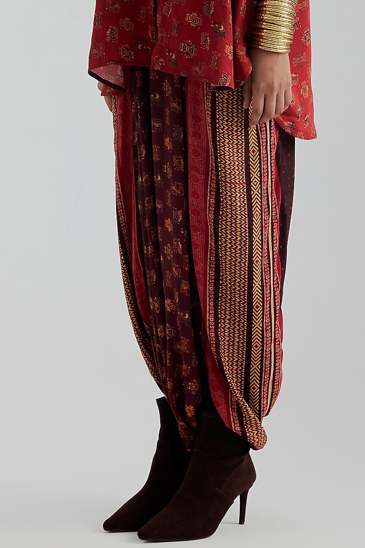 Sindoor Red Natural Crepe Printed Co-Ord Set by ASEEM KAPOOR at Pernia's Pop Up Shop