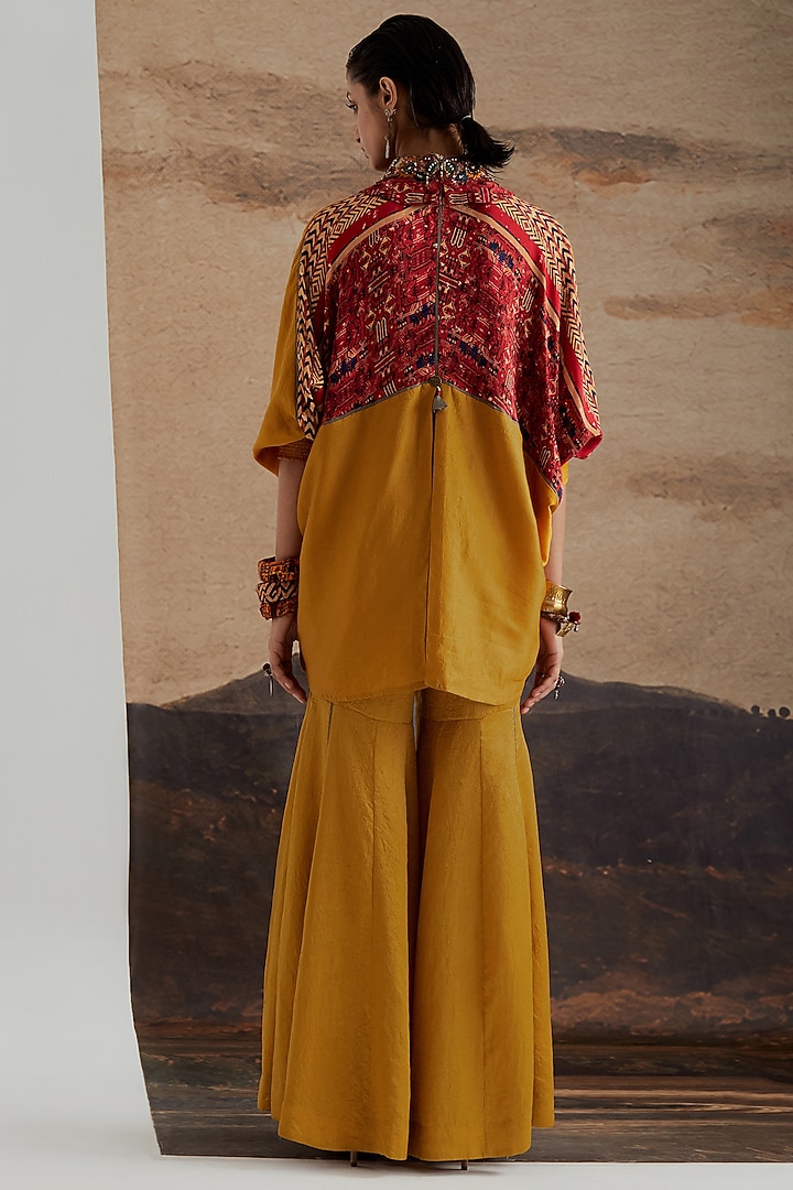 Topaz Yellow Crushed Silk Wedding Sharara Set by ASEEM KAPOOR at Pernia's Pop Up Shop